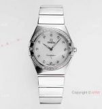 AF Factory Swiss Grade Copy Omega Constellation 28mm Watch White MOP Dial